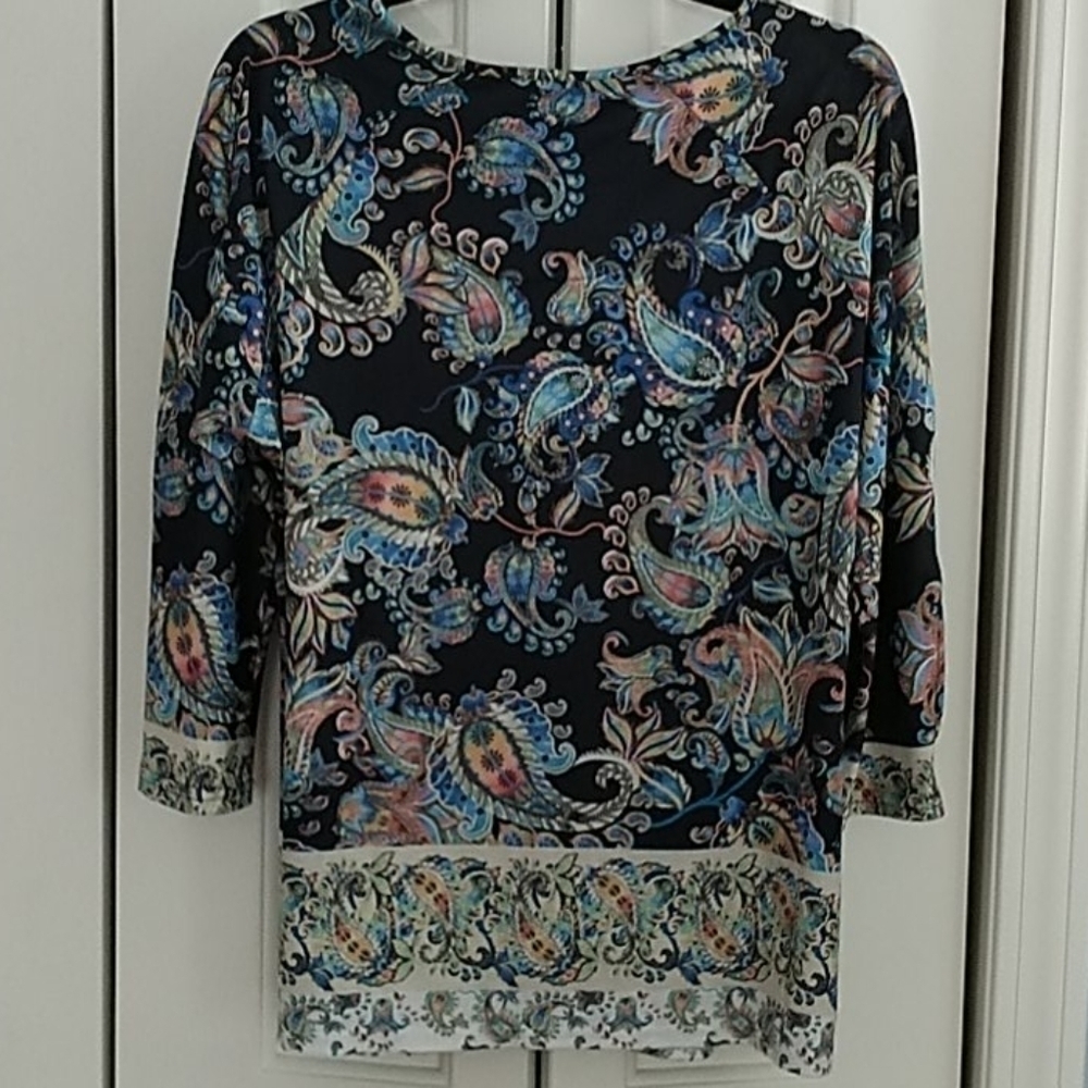 Gloria Vanderbilt, Black Paisley Top, Sz S - Picture 5 of 11